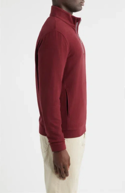 Scott Barber Mock Neck Stretch Fleece Half Zip Pullover In Burgundy
