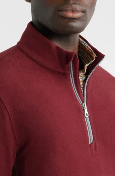 Scott Barber Mock Neck Stretch Fleece Half Zip Pullover In Burgundy