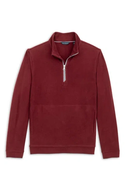 Scott Barber Mock Neck Stretch Fleece Half Zip Pullover In Burgundy