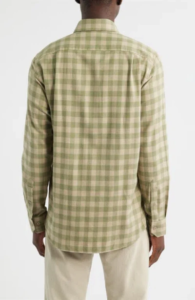 Scott Barber Canclini Regular Fit Check Cotton Mélange Flannel Button-up Shirt In Green