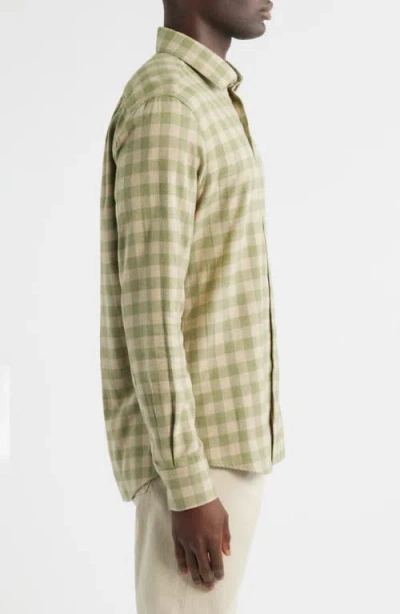 Scott Barber Canclini Regular Fit Check Cotton Mélange Flannel Button-up Shirt In Green