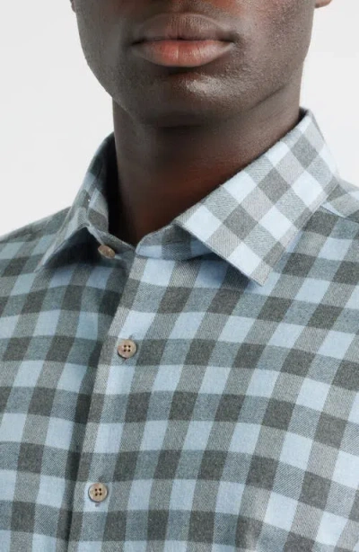 Scott Barber Canclini Regular Fit Check Cotton Mélange Flannel Button-up Shirt In Multi