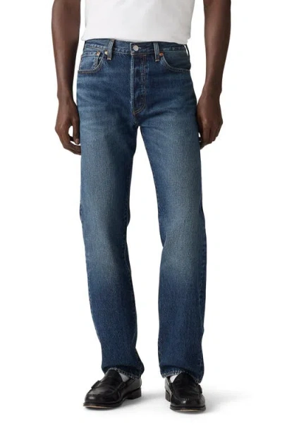 Levi's 501 Straight-leg Jeans In Light-wash Cotton In Blue
