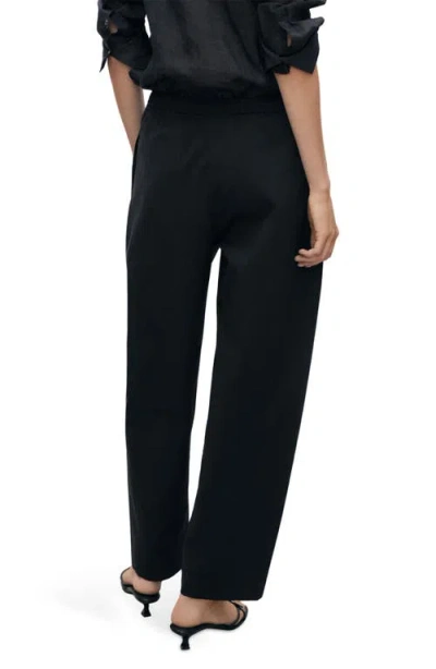 Mango Pull-on Stretch Cotton Pants In Black