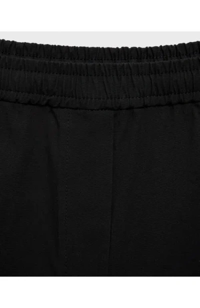 Mango Pull-on Stretch Cotton Pants In Black