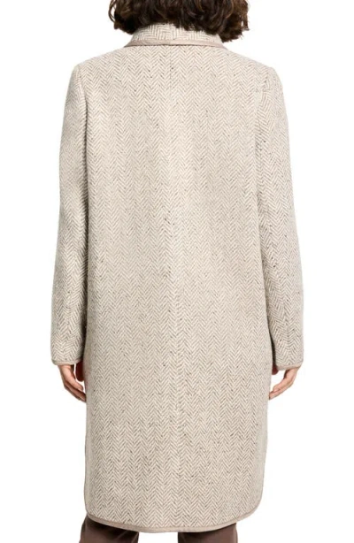 Nic + Zoe Nic+zoe Herringbone Wool Blend Coat In Neutral