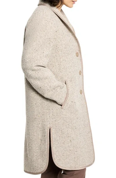 Nic + Zoe Nic+zoe Herringbone Wool Blend Coat In Neutral