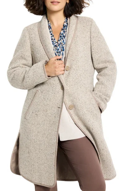 Nic + Zoe Nic+zoe Herringbone Wool Blend Coat In Neutral