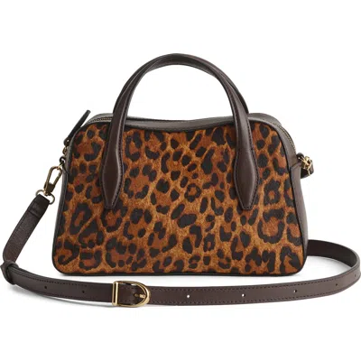 Madewell The Mini Crossbody Bag In Leopard-print Haircalf Caramel Multi In Animal Print