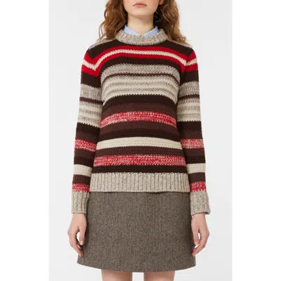 Weekend Max Mara Ilde Stripe Virgin Wool Crewneck Sweater In Multi