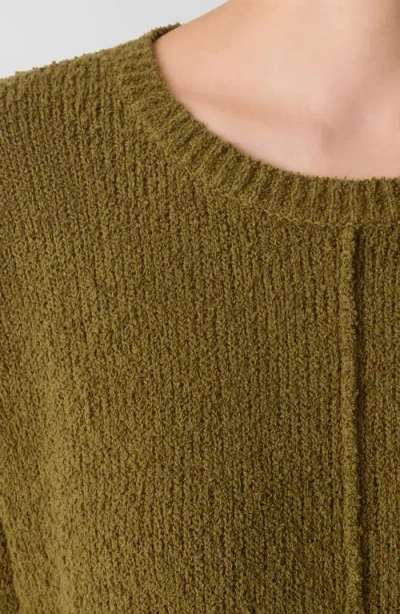 Eileen Fisher Round Neck Long Sleeve Sweater In Moss In Green