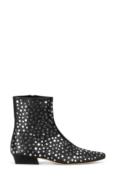 Staud Wally Studded Leather Ankle Boots In Black