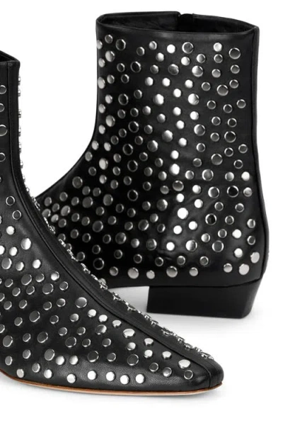 Staud Wally Studded Leather Ankle Boots In Black