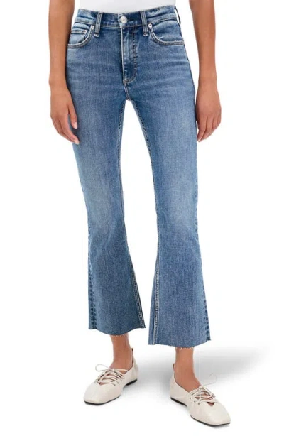 Rag & Bone Flexi Peyton High Rise Ankle Bootcut Jeans In Washed Stone Black In Blue