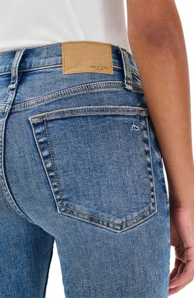 Rag & Bone Flexi Peyton High Rise Ankle Bootcut Jeans In Washed Stone Black In Blue