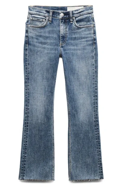 Rag & Bone Flexi Peyton High Rise Ankle Bootcut Jeans In Washed Stone Black In Blue