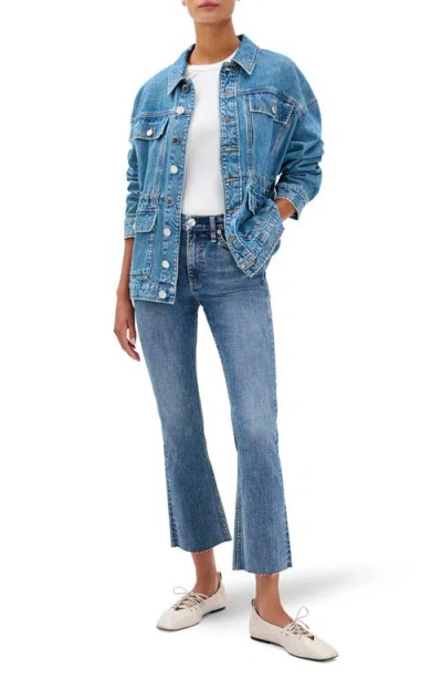 Rag & Bone Flexi Peyton High Rise Ankle Bootcut Jeans In Washed Stone Black In Blue