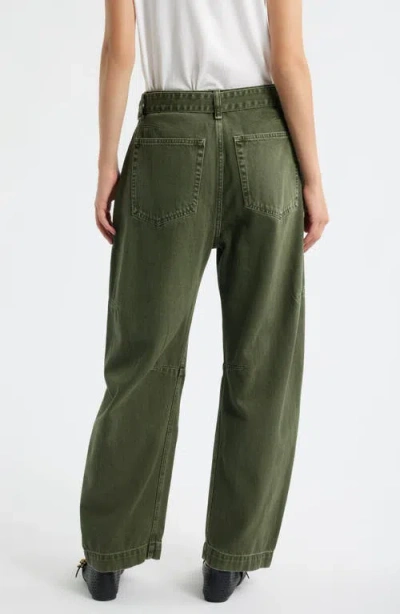 Rag & Bone Charlie High Rise Belted Barrel Jeans In Dark Olive Stone In Green