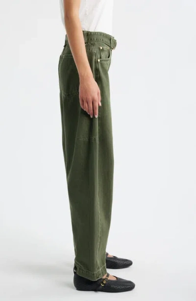 Rag & Bone Charlie High Rise Belted Barrel Jeans In Dark Olive Stone In Green