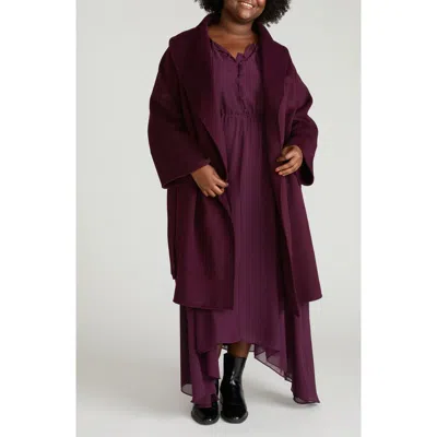 Universal Standard Asha Roll Collar Wool Blend Wrap Coat In Red