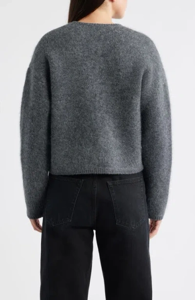 Frame Lofty Crochet Cardigan Dark Heather Grey In Gray