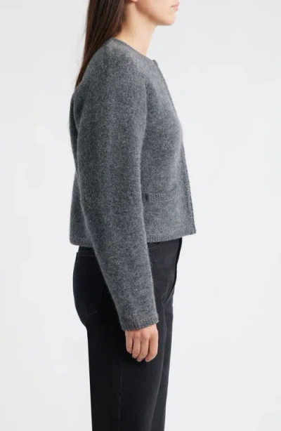 Frame Lofty Crochet Cardigan Dark Heather Grey In Gray