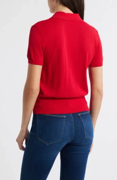Frame Womens Bright Raspberry The Keyhole Polo Cotton-modal Knitted Top In Red