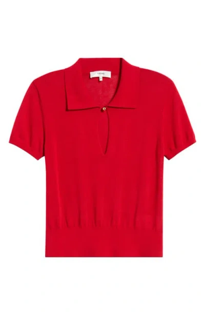 Frame Womens Bright Raspberry The Keyhole Polo Cotton-modal Knitted Top In Red