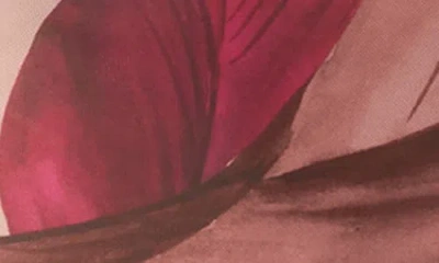 Afrm Zadie Print Turtleneck Mesh Top In Pink