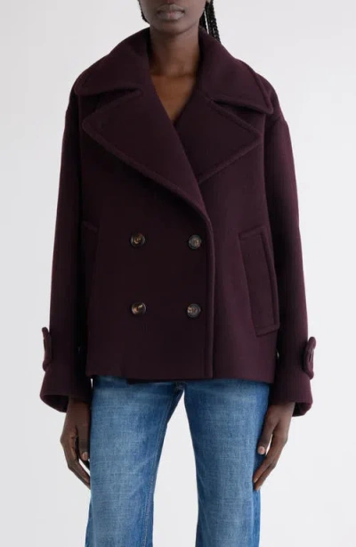 Chloé Women Violet Double-breasted Jacket With Wide Notched Revers And Dropped Shoulders In Wool Ble In Purple