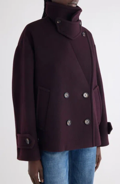 Chloé Women Violet Double-breasted Jacket With Wide Notched Revers And Dropped Shoulders In Wool Ble In Purple