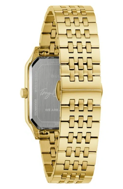 Bulova Mens Gold Tone Stainless Steel Bracelet Watch 97b236 In Gold