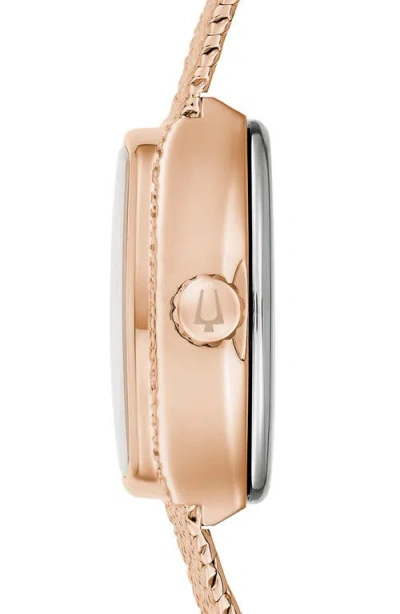 Bulova Goddess Of Time Womens Rose Goldtone Stainless Steel Bracelet Watch 97l185 In Gold