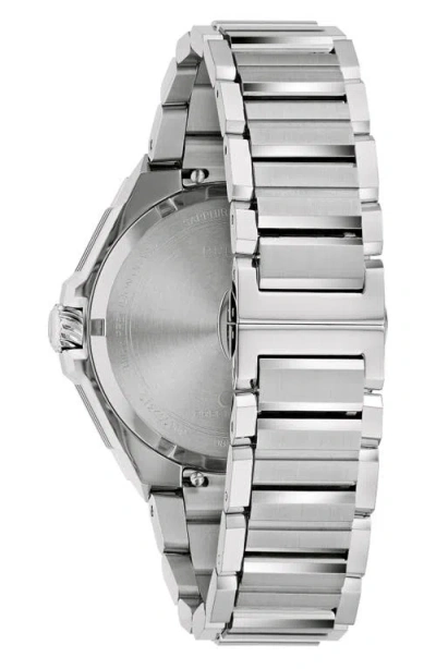 Bulova Mens Silver Tone Stainless Steel Bracelet Watch 98b456 In Black