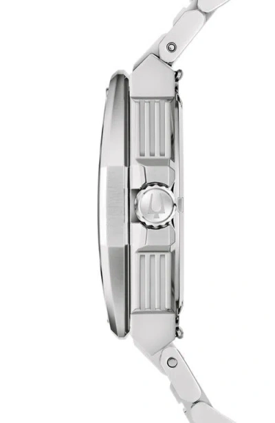 Bulova Mens Silver Tone Stainless Steel Bracelet Watch 98b456 In Black