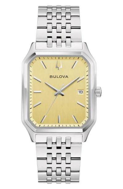 Bulova Mens Silver Tone Stainless Steel Bracelet Watch 96b471 In Metallic