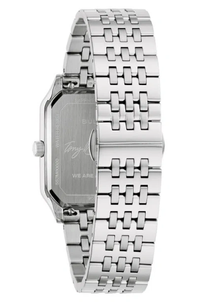 Bulova Mens Silver Tone Stainless Steel Bracelet Watch 96b471 In Metallic