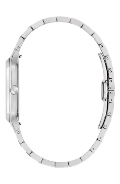 Bulova Mens Silver Tone Stainless Steel Bracelet Watch 96b471 In Metallic
