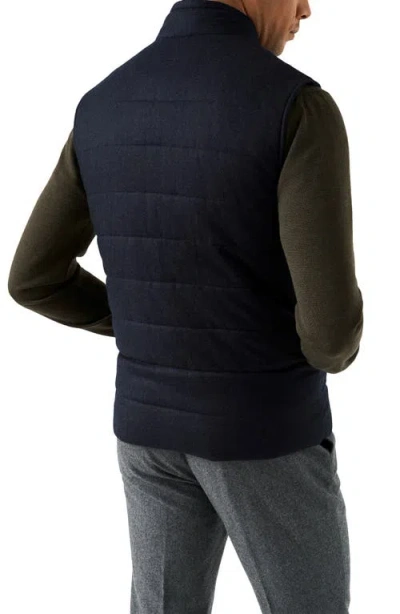 Eton Quilted Wool Vest In Blue