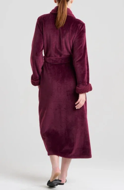 Natori Long Plush Robe In Burgundy