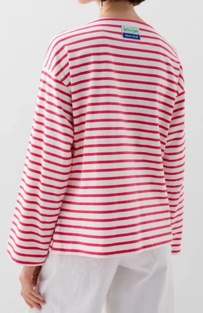 Scalpers Stripes Label Ls Tee In Red