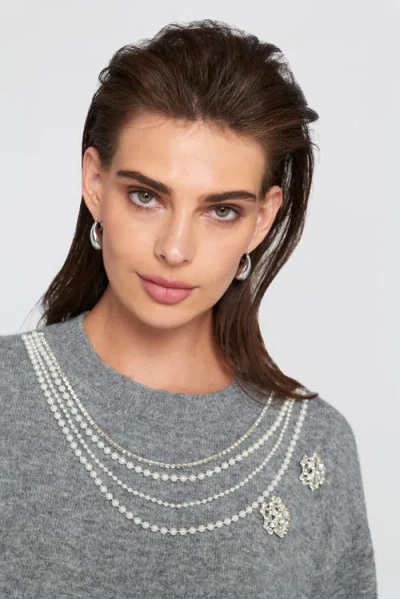 Elle Collection Embellished Sweater Pullover In Gray