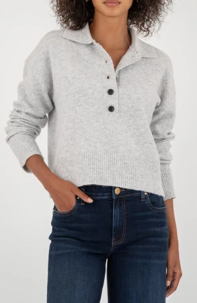 Kut From The Kloth Lilia Boxy Half Button Sweater In Gray
