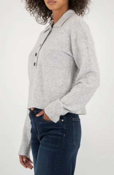 Kut From The Kloth Lilia Boxy Half Button Sweater In Gray