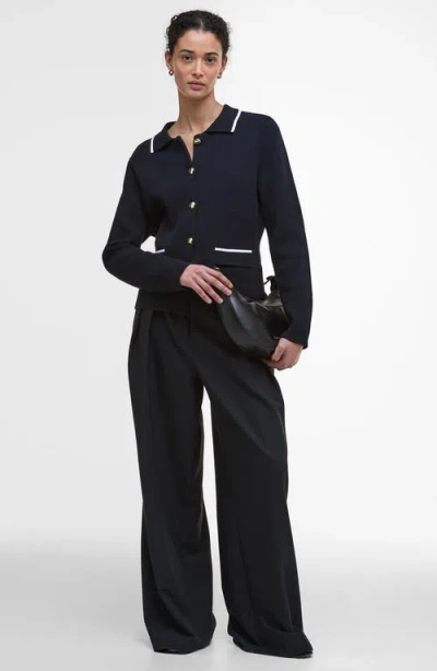 Barbour Collen Button-embellishment Cardigan In Blue