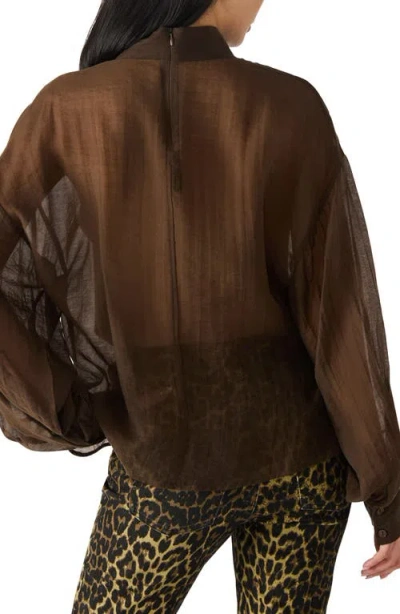 Steve Madden Women's Sutton Bow Tie Neck Top In Brown