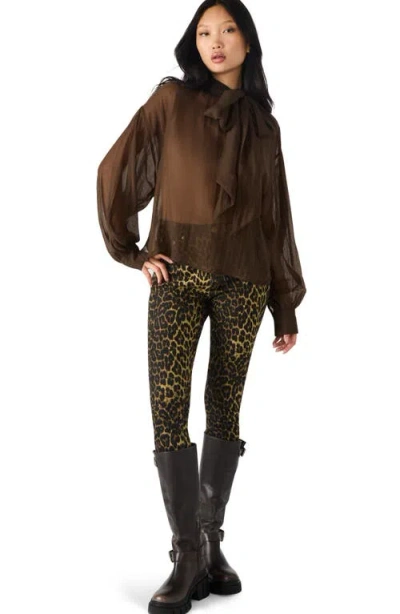 Steve Madden Women's Sutton Bow Tie Neck Top In Brown