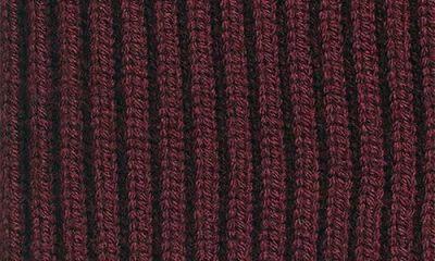 Rag & Bone Blake Logo Patch Wool Blend Rib Beanie In Burgundy