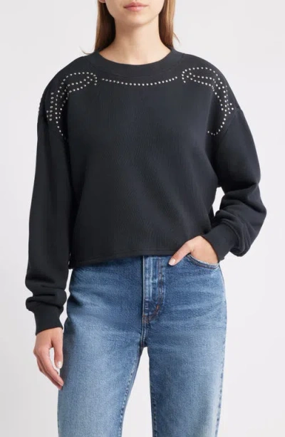 Rag & Bone Studded Vintage Terry Crop Sweatshirt In Black