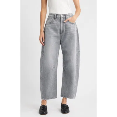 Rag & Bone Charlie High Rise Ankle Barrel Jeans In Washed Grey In Gray